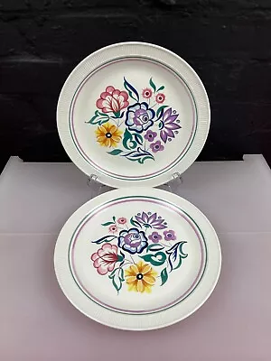 Buy 2 X Poole Pottery Vintage Hand Painted Dinner Plates 10  Traditional Floral • 29.99£