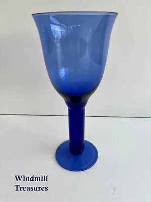 Buy Cobalt Blue Handmade Glass Goblet Wine Water Glass (a) - Great Condition • 9.99£