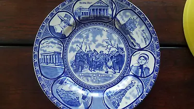 Buy Old English Staffordshire Blue Ware Souvenir Plate, 10 , Landing Of Pilgrims[esq • 33.19£