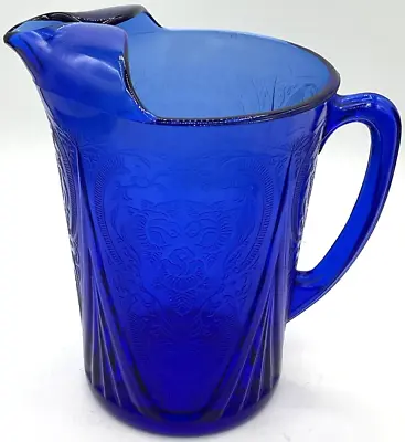 Buy Hazel Atlas Cobalt Blue Depression Glass Royal Lace Water Drinks Barware Ice Lip • 109.19£