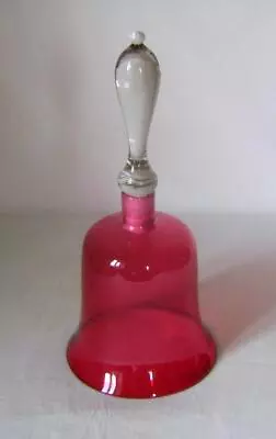 Buy Large Victorian Cranberry Glass Bell: Clear Handle, No Clapper: 27 Cm High • 25£