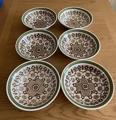 Buy Vintage Retro Alfred Meakin Harmony Design 6x Small Bowls Cereal Bowls Green • 24.99£