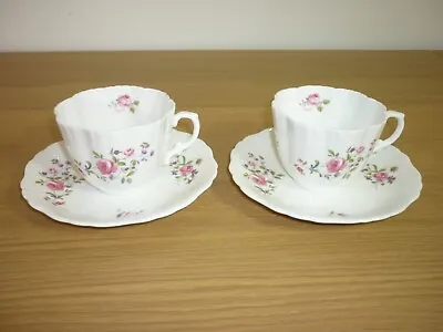 Buy Pair Of Hammersley Pink Roses 6233 Bone China Cups And Saucers • 9.99£