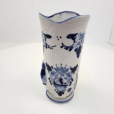 Buy Vintage Blue Delft Deco Bud Vase Windmill Pattern Hand Painted Holland 6 1/2  • 13.27£