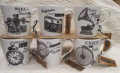Buy Queens By Churchill Set Of 6 New Fine Bone China Mugs About Time 300 Ml Rare • 93.99£