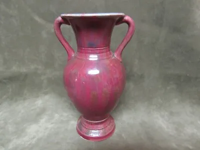 Buy Vintage 1910's Made Japan Awaji Pottery Burgundy Flambe Glaze Small Handled Vase • 115.05£