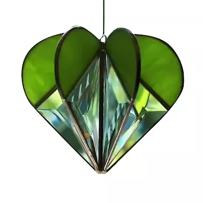 Buy Multi-Sided Heart Pendant, 3D Heart Stained Glass Suncatcher Ornaments, Pendant • 8.50£