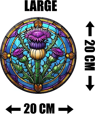Buy Thistle Stained Glass Effect Static Cling Window Sticker Film Colourful Gift • 9.99£