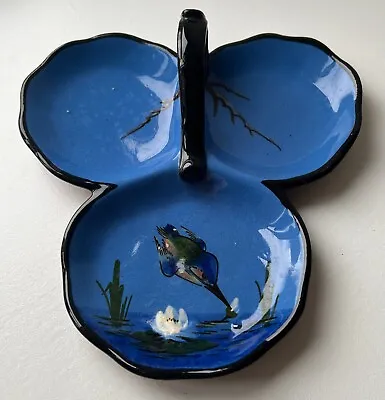 Buy Vintage Torquay Watcombe Pottery Kingfisher Triple Nibbles Serving Dish • 14£