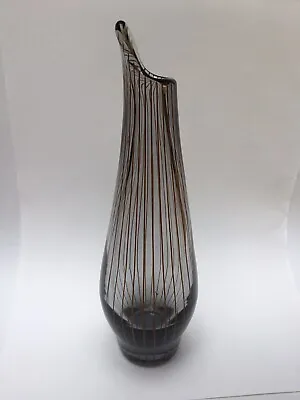 Buy BENGT ORUP JOHANSFORS, 1960s Swedish Art Glass Striped Vase, Mid Century Modern • 80£