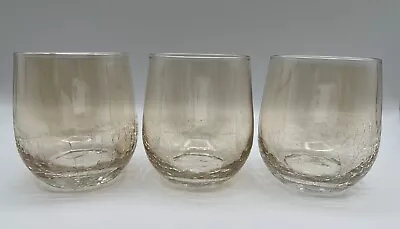 Buy Pier 1 Imports Golden Amber Crackle Glass Stemless Wine Glasses ~ Set Of 3 • 51.87£