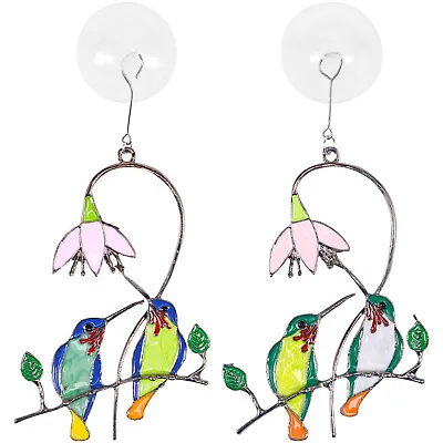 Buy 2Pcs Hummingbird Suncatcher Hanging Stained Glass Window Decoration Suncatcher/¬ • 9.88£