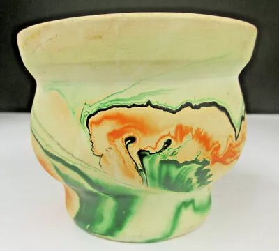 Buy Nemadji Art Pottery Orange Green Swirl 4  Height - 5 3/4  Width  Vase Minnesota  • 24.03£