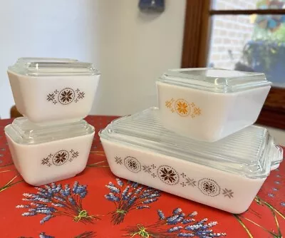 Buy Vintage Pyrex Town And Country Refrigerator Dishes Complete Set With Clear Lids  • 118.58£