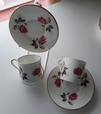 Buy Vintage Aynsley Bone China Pink Roses Design Coffee Cup And Saucer X 2 • 15£