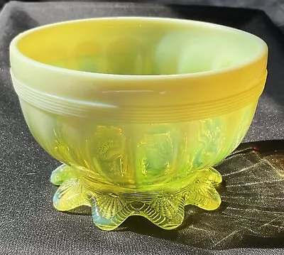 Buy Antique Davidson Vaseline Pearline Yellow Glass Bowl • 7£