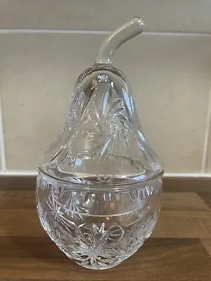 Buy Vintage Lead Crystal Cut Glass Preserve Jar With Lid - Pear Shape  • 10£