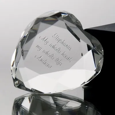 Buy Personalised Engraved Crystal Clear Heart Glass Paperweight Wedding Anniversary  • 22.99£
