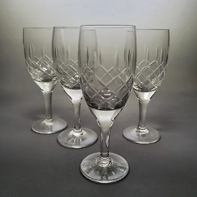 Buy 4x Crystal Sherry Port Wine Glasses Criss-Cross Cut • 19.90£
