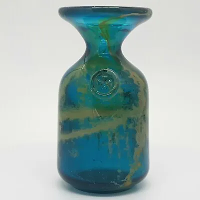 Buy Maltese Mdina Art Glass Sand And Sea Vase Blue Off Yellow Signed Malta Handblown • 39.95£