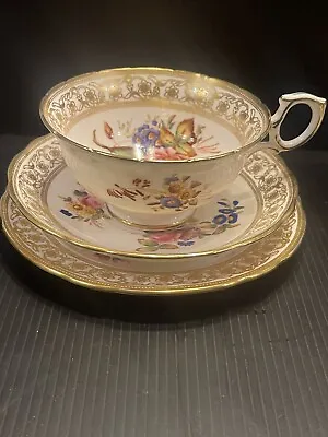 Buy Antique Hammersley Gold Floral Enamel & Gold Tea Cup & Saucer Trio Circa C1912 • 104.32£