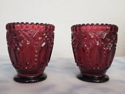 Buy NEW ZODAX L. A.  Cut Glass Red Votives Set Of 2 Candle Holder Empty Jar Decor3  • 14.38£