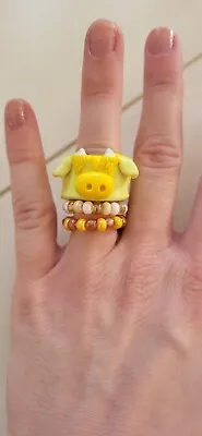 Buy Yellow Clay Highland Cow Ring Size 5/6 • 9.49£