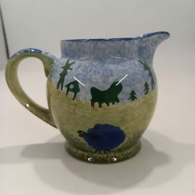 Buy Arthur Wood Spongeware Sheep 1/2 Pint Jug Blue And Green Vintage Ceramic • 18£