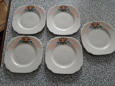 Buy Vintage Art Deco Empire Ware. 5 X Small Square Side Plates. Stamped 840. • 10.50£