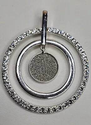 Buy Stunning Sparkly Crystal Glass Rhinestones Large Silver-tone Pendant! • 5.95£