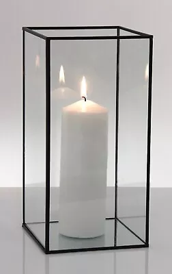 Buy Metal Frame Glass Hurricane Candle Holder / Box. 15x15x30CM Height WeddingTable  • 21.99£