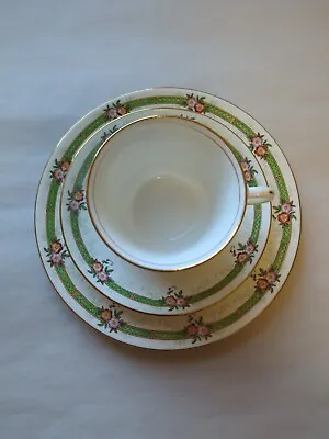 Buy Antique Aynsley Trio Rare Pattern Green And Pink Floral Design  • 21.99£