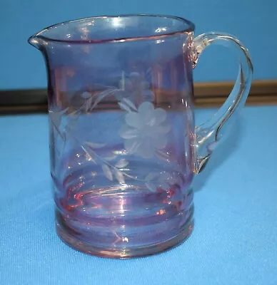 Buy Pink  Depression Glass  Water Pitcher - Floral Design Good Condition  • 10£