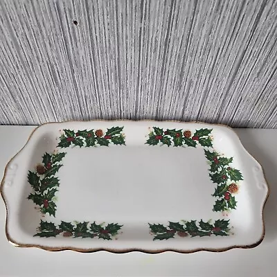 Buy Queen's China Staffordshire Christmas Yuletide Sandwich Tray Rare Holly Boxed • 49.99£