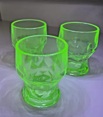 Buy Vintage Green Depression Juice Glasses - Glassware Tumblers - Set Of 3 • 23.72£