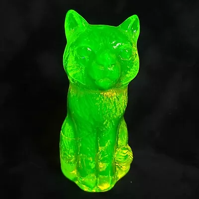 Buy Uranium Glass Cat Figurine Vaseline Clear Uranum Depression Glass Art Deco • 68.67£