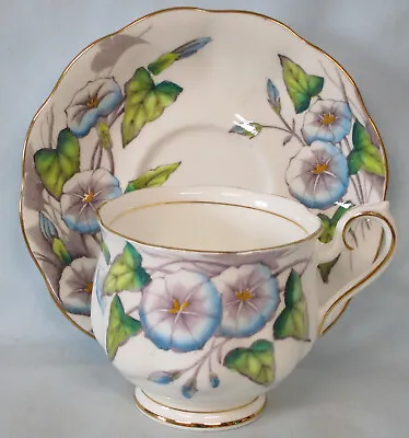 Buy Royal Albert Flower Of The Month Hampton Shaped Cup & Saucer #9 Morning Glory • 23.74£
