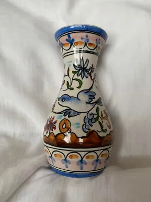 Buy Portuguese Handpainted Flowers And Birds Small Vase • 9.99£