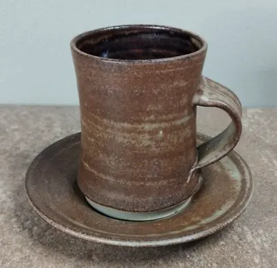 Buy Vintage Lyndon Thomas, Welsh Studio Pottery, Stoneware Coffee Cup & Saucer • 6.95£