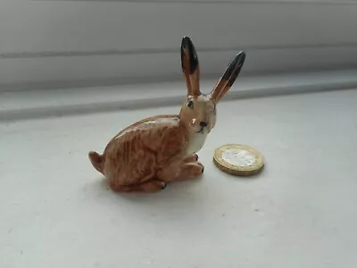 Buy Hare - Pottery -  Beautiful Detail Hare/rabbit Miniature - Crouching Pose • 4.60£
