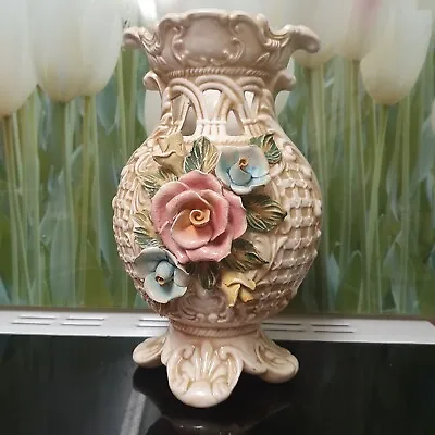 Buy Vintage Italian Capodimonte Glazed Large Vase 12 Inches Tall • 25£