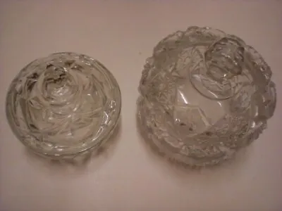 Buy Pair Of Vintage Clear Cut Glass Cookie, Sweet Candy, Boudoir Jars With Lids • 6.49£