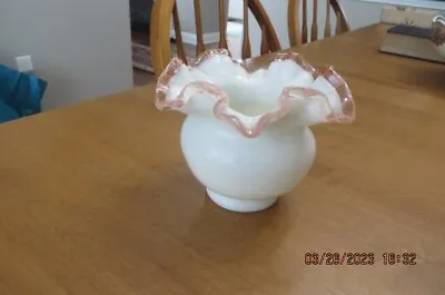 Buy Fenton Vintage Rose Bowl With Peach Crest, From The 1950s • 17.28£