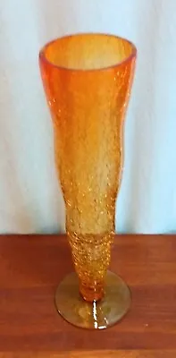 Buy Vintage Tall Modern Crackle Glass Flower Vase Graduated Yellow Base To Gold 14  • 38.01£