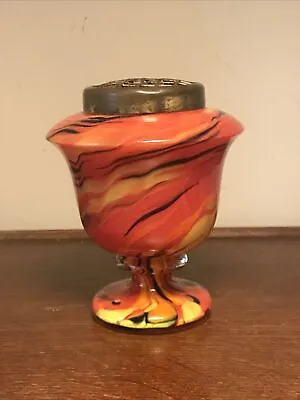 Buy Antique Art Deco Bohemian Czech Art Glass Orange Spatter Rose Posy Bowl Vase • 14.50£