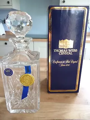 Buy NEW Boxed Thomas Webb Crystal Cut Glass Square Spirit Decanter Dates From 1980's • 18£