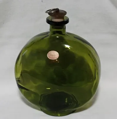 Buy Fine Vintage Swedish ORREFORS Label Flask Green Textured Glass 7 Inches • 21.82£
