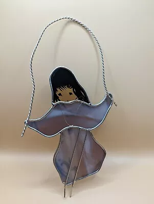 Buy Vintage DeGrazia Toney Signed Stained Glass Girl Jumprope Sun Catcher Purple  • 16.13£