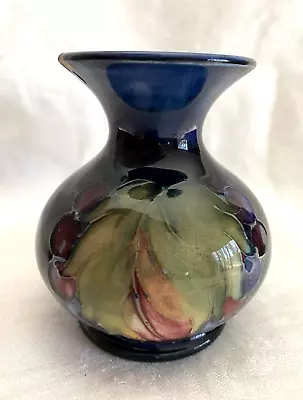 Buy William Moorcroft Pottery Blue Leaf And Berry Vase Chip On Rim From 1920s Or 30s • 86.45£