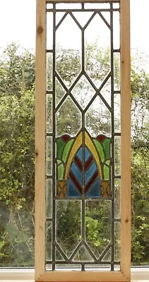 Buy Vintage Framed Leaded Stained Glass Window Panel Colourful • 55£